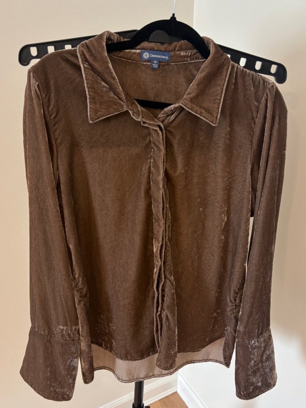 ✨ Democracy Velvet Button Down Long Sleeve Shirt